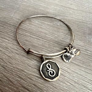 Alex and Ani Letter S Initial Charm Bangle Bracelet Rafaelian Silver